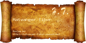 Hatvanger Tibor névjegykártya
